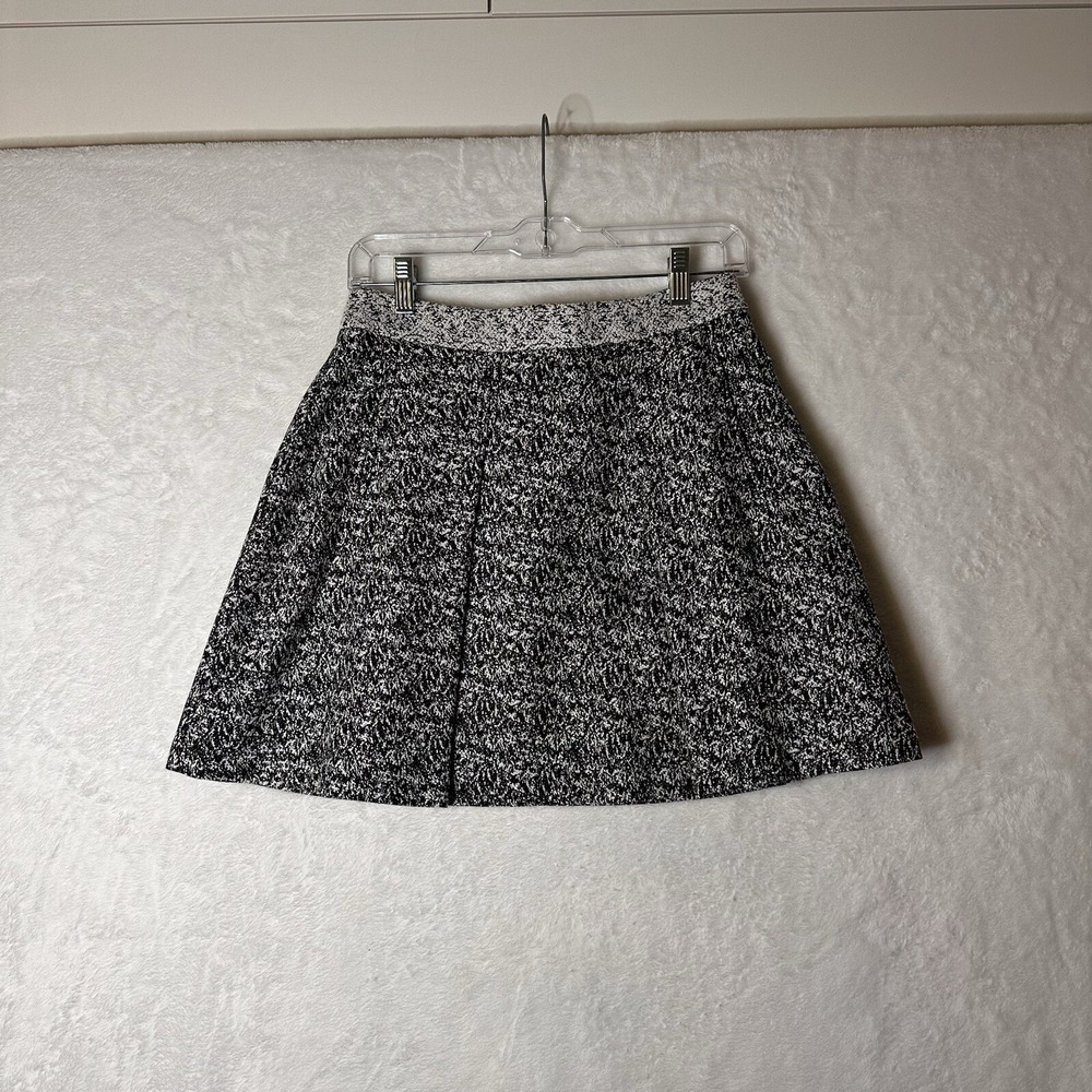 Banana Republic Womens Skirt Size 2 Black White Houndstooth Mini A Line Flare
